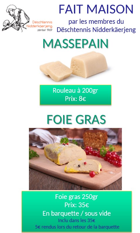 Vente massepain et foie gras